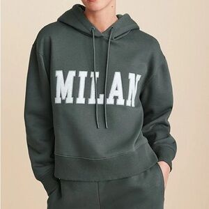 LOFT Lou & Grey Milan Fleece Drawstring Hoodie Sweatshirt Green Women’s Large
